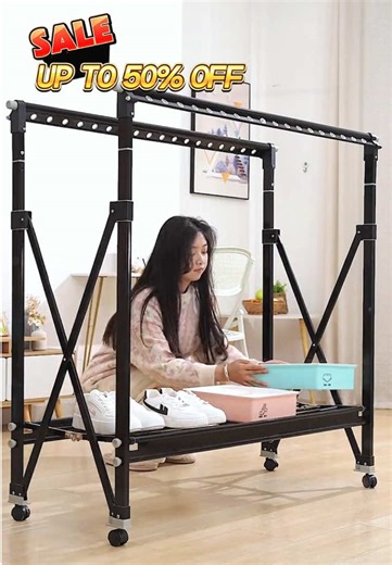 Check out this clothes rack I just got—10/10 recommend! It’s on sale now! #home #musthave #easyassembly #rack #lifehack