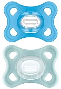 MAM Comfort Baby Pacifiers, Lightweight One-Piece Full Silicone Binky for Newborns 3-12 Months, BPA-Free, Easy to Clean Pacifier, Best for Breastfed Babies, with Sterilizer Case, 2 Count Binkies