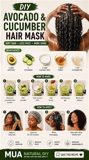 🌱 DIY Hair Treatment Using Avocado & Cucumber #diyskincare