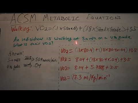 ACSM Metabolic Equations - Walking equation - How to solve for VO2