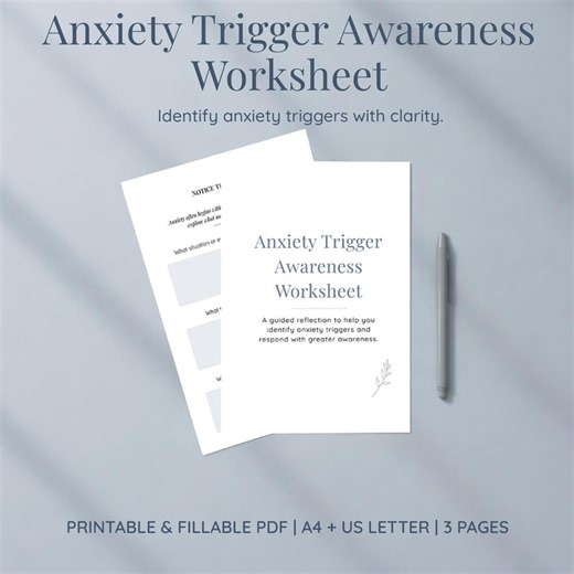 Anxiety Triggers Worksheet | CBT Reflection Worksheet Printable | Anxiety Journal PDF | Therapy Self Reflection Worksheet - Etsy
