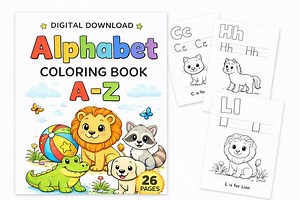 Digital Coloring Books for Kids, Alphabet Coloring Pages for Kids, Downloadable Kids Coloring Pages - Etsy