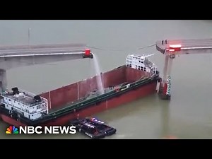 Video shows partial bridge collapse after ship collision in China