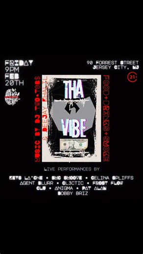 iNTeLL™️ on Instagram: "THA VIBE is loading 🧠🎶💨 Save The Date 2/20 on Friday Music. Food. Drinks. Smoke. Energy. Only $10 Music By DJ TWØ•T@B$ ( My Alias ) & @deejaykhalil 📅 Friday, Feb 20 ⏰ 9PM 📍 90 Forrest Street, Jersey City, NJ 🔞 21+ 💵 $10 ATD 🎤 Live performances by: @keyslache • @real_bmcsmoove • @celinaspliffs @agentblurr • @cl3ctic • @frost.flow @its.clu • @anigmamusik • @patalanmusic • @bobby.briz Pull up, tap in, and bring the right energy. This isn’t a party it’s THA VIBE. #The