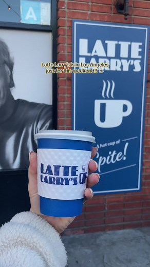 MY DREAM COME TRUE 😭 Latte Larry’s is popping up in Los Angeles just for this weekend ☕️ at both Menotti’s locations! #losangelescoffee #lattelarrys #curbyourenthusiasm #coffeeinla Los Angeles coffee shop, curb your enthusiasm, Larry david, los angeles pop up, Menotti’s