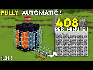 FULLY AUTOMATIC COBBLESTONE FARM!! (408/Minute) For Minecraft Bedrock 1.21