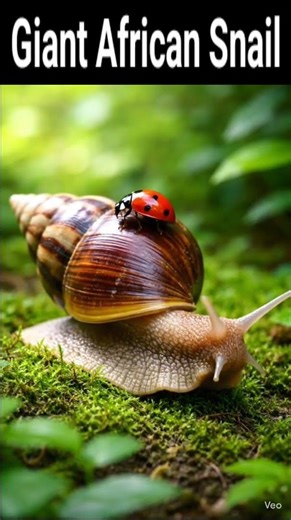 Ladybug Meets Giant African Snail | Oddly Satisfying Nature Short #snail #shorts