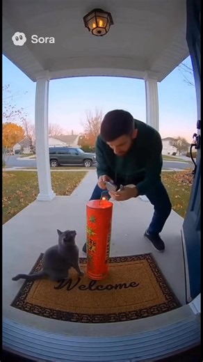 8K views · 22 reactions | Cat vs firecracker  #funnyvideos #funnymoments #funnyreels #cat #firecrackers #ai #sora | Long T Le | Facebook