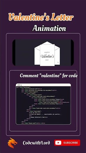 Valentine’s Letter Animation Using HTML CSS JavaScript 💌 | CodewithLord