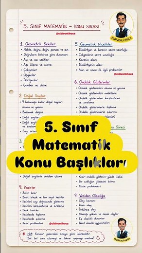 Yeni 5. Sınıf Matematik Konuları | #shorts #shortvideo