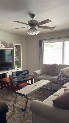 Out with the old, in with the bold! 💡✨ Switching out this dated fixture for a sleek new ceiling fan. If I can do it, you can too! Pro-tip: Always double-check that your outlet box is fan-rated before you start! 🛠️ #ceilingfan #homerepair #modernhome #roommakeover #interiordesign