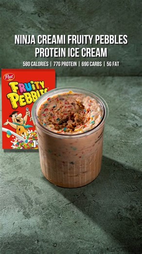 High Protein Fruity Pebbles Cereal in the Ninja Creami | 77g of Protein