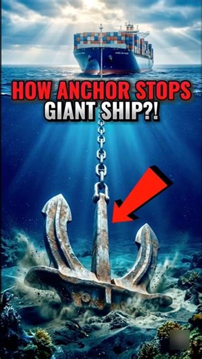 How an Anchor Stops a 200,000 Ton Ship in the Ocean?!😱 #shorts #ocean #anchor #containership