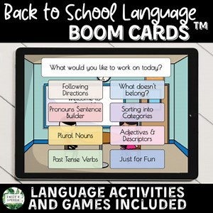 Back to School Language Boom Cards with Fun Games | Visual Supports