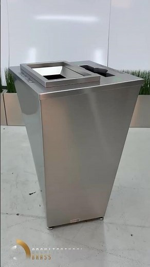 Spin Square Trash & Recycling Bin | Dual-Stream Stainless Steel Receptacle