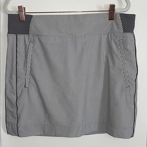 Athleta Brooklyn Gray and White City Stripe Skirt with Built in Shorts | 12