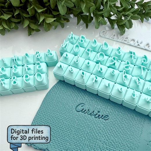 Elegant Script Alphabet STL | Cursive Letter Stamp Set | Clay & Pottery Stamps | 6 Sizes - Etsy