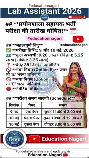 प्रयोगशाला सहायक भर्ती परीक्षा 2026: तारीख घोषित! 📢 | Lab Assistant Exam Date 2026 ✅ #gk #newvacancy