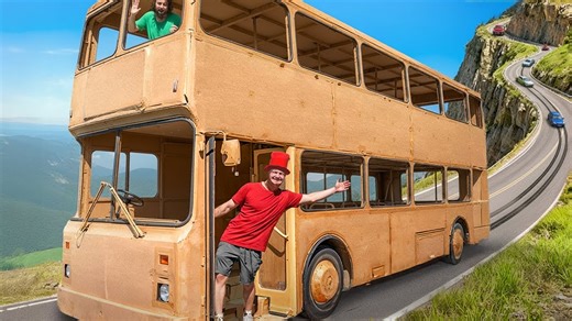 Driving 100 Miles In 2 Story Cardboard Bus! | Unspeakable