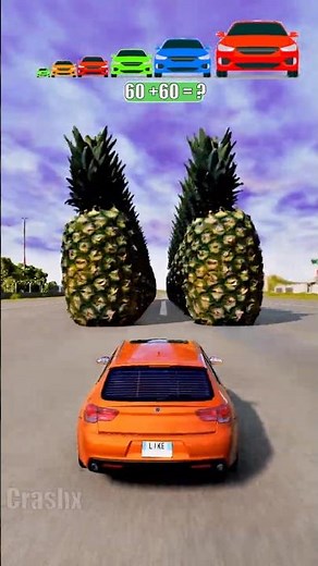 Big & Small cars vs Pineapple Tunnel - BeamNG.Drive
