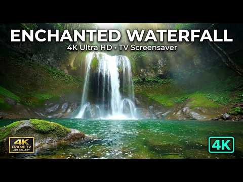 Enchanted Waterfall in 4K | Relaxing Nature Screensaver for TV | Lush Forest & Flowing Water