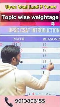 UPSC CSAT LAST 5 YEARTopic Wise Weightage|| UPSC CSAT 2026 STRATEGY #upscstrategy #upsccsat #csat