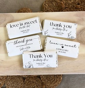 Wedding Favours Custom Chocolate Bar Labels Guest Gifts Personalised Wedding Favours Bulk Gift Labels Chocolate Wrappers Aldi Mini Choc Bars - Etsy Australia