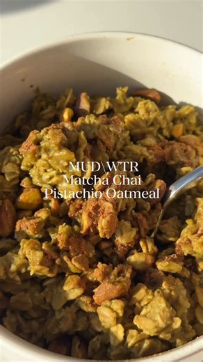 Matcha Chai Pistachio Oatmeal Ingredients: - MUDWTR Matcha Blend - Old-fashioned oats - Milk (or milk alternative) - Salt - Ground cinnamon - Honey - Crushed pistachios Recipe: 1. Add oats, milk, and a pinch of salt to a saucepan 2. Stir in MUDWTR Matcha Blend 3. Simmer over medium heat, stirring occasionally, until oats are creamy and fully cooked 4. Remove from heat and mix in honey and ground cinnamon 5. Top with crushed pistachios and an extra drizzle of honey 6. Finish with a light sprinkle