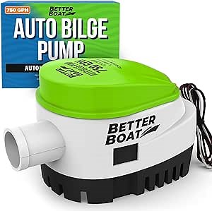 Automatic Bilge Pumps for Boats 12v 750 GPH Auto Bilge Pump Submersible with Built-In Float Switch, 3/4 Inch Outlet, 12 Volt Marine Compatible with Bass, Jon Boats, and More