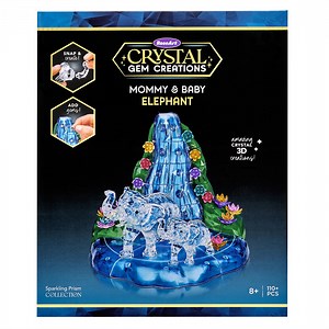 RoseArt 110-Piece Crystal Gem Creations Mommy & Baby Elephant 3D Plastic Building Kit