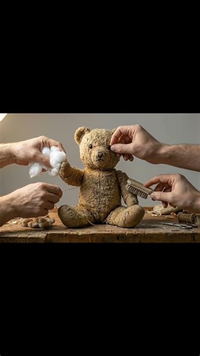 I Restored This Broken Teddy Bear… Wait for the Glow-Up 🧸✨ #beforeafter #airenovation #makeover