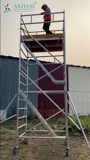 ARHAM MAKE ALUMINIUM SCAFFOLDING LADDER WITH DOUBLE PLATFORM #construction #building #durabledesign