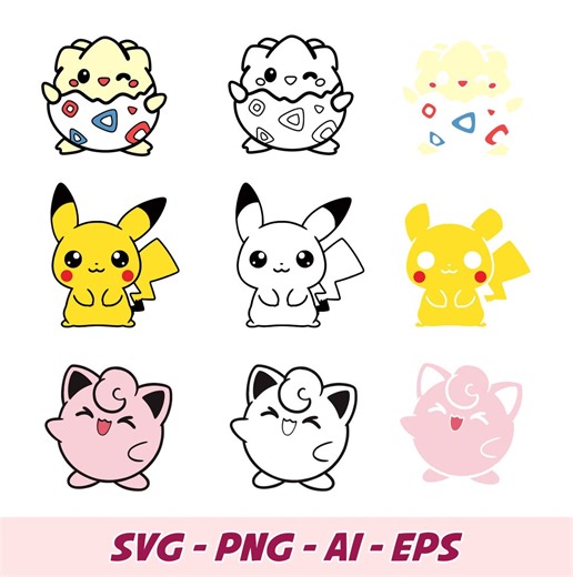 10 Pokemon Layered SVG Bundles: Cartoon Clipart, Cricut Cut File (digital Download) Include AI PNG - Etsy