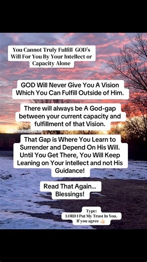 Depend On GOD in The Fulfillment of The Vision, Assignment or Calling He Bestored On You. Stop Depending on Your Capacity Alone! #DependableGOD #LeanOnGOD #TrustGOD #GODsPlan