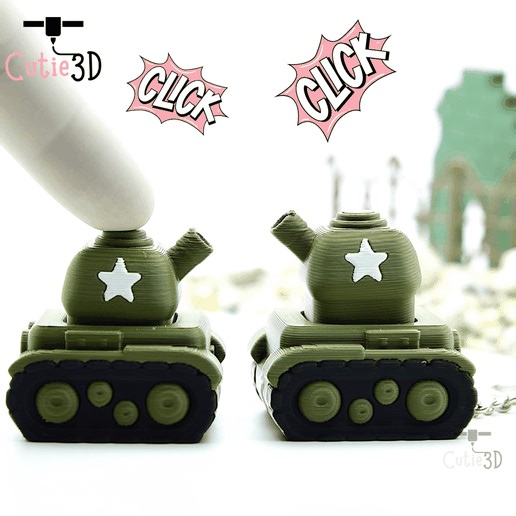 Cutie3D Mini Tank for Fun Lovers Llavero Fidget Clicker - Llavero Mochila Monísima