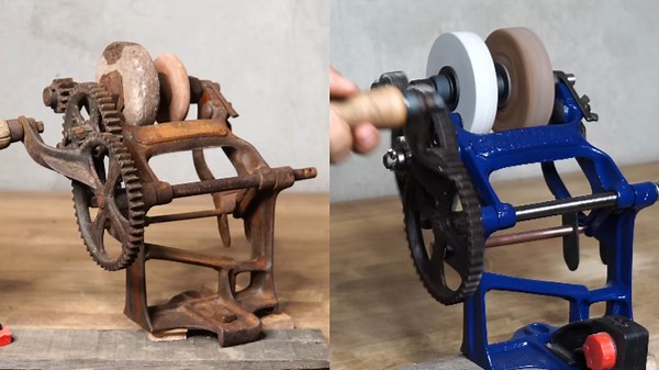 Old Rusty Grindstone Restored to Perfection