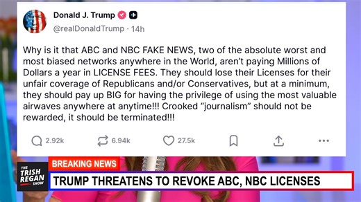 President Trump sends NBC into full-blown panic after warning he could pull their FCC license and take the network off the air. | Trish Regan