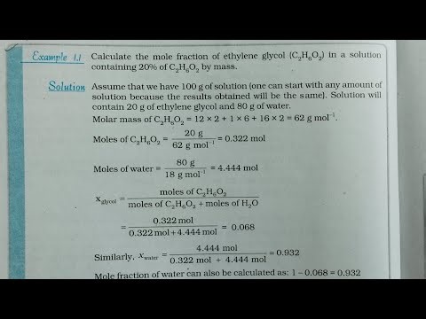 calculate the mole fraction of the ethylene glycol (C2H6O2) in a solution containing 20% of ...