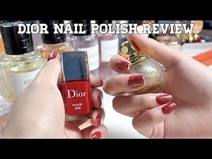 Dior Nail Polish Review & DEMO Base Coat Abricot, Gel Top Coat, 999 Red Nail Polish, Holiday Sparkle