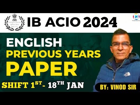 IB ACIO 2024 English PYQs (18 Jan Shift 1)| Full Paper Solved with Explanations |