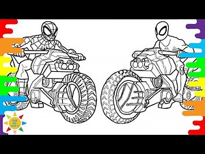SPIDERMAN Motorcycle Coloring Pages, Superheroes Motorbike Coloring Pages, Draw and Color TV