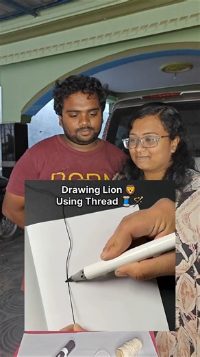 Drawing Using Thread 🧵 Real or Fake? #shorts #trending #siblingsforshot