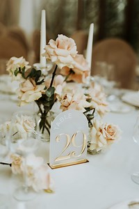 Table Numbers With Stands - Wedding Table Numbers - Arched Table Numbers - Gold Mirrored Frosted Acrylic Table Signs - Wedding Table Decor - Etsy