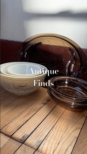 Antique Finds🍄‍🟫🐻 #antique #antique haul#thriftstorefinds #pyrex #kitchenware #vintage #90s
