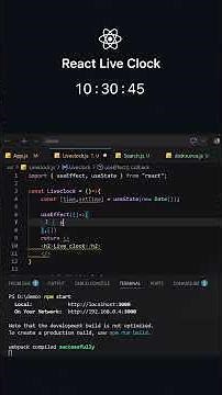 React JS Live Clock using useEffect & useState , React Interview Challenge #coding #code