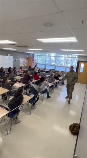 Military Dad Surprises His Sisters at School #SchoolSurprise #EmotionalMoment #SoldierSurprise
