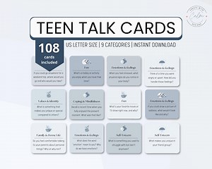 Teen Conversation Cards, Teen Conversation Starters, Therapy Talk Cards, Therapy Conversation Cards for Teens, Teen Talk Cards - Etsy