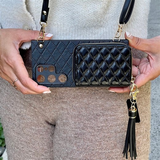 Leather Crossbody Wallet Phone Case for Samsung Galaxy: Quilted Tassel Purse - Etsy