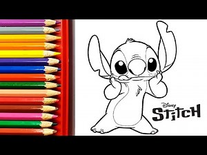 Draw And Color DISNEY STITCH Easy Step By Step | How To Draw STITCH - STITCH Coloring Pages