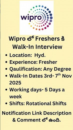 Wipro Walk-In Drive 2025 | Mapping Role (Freshers) | Hyderabad